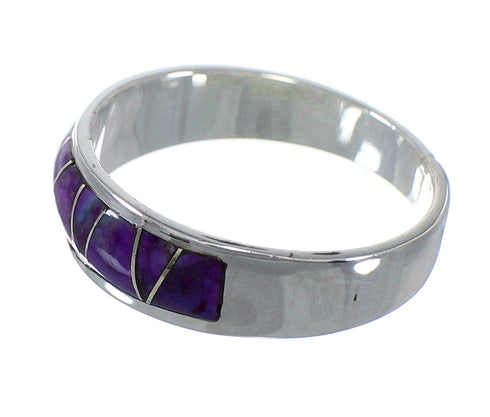 Magenta Turquoise Inlay Southwestern Silver Ring Size 6-3/4 AX53601